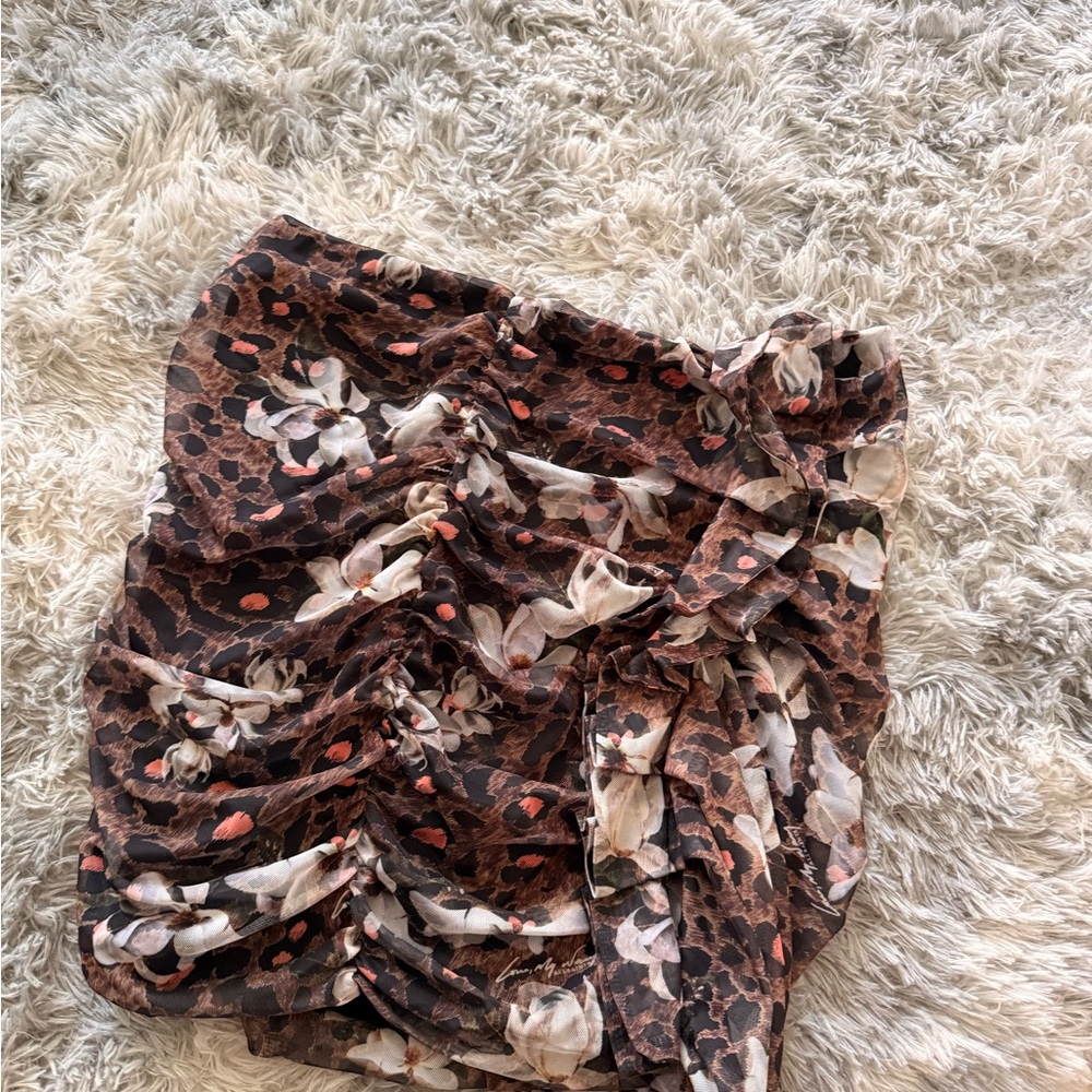 All Saints Brown Floral Mini Skirt
